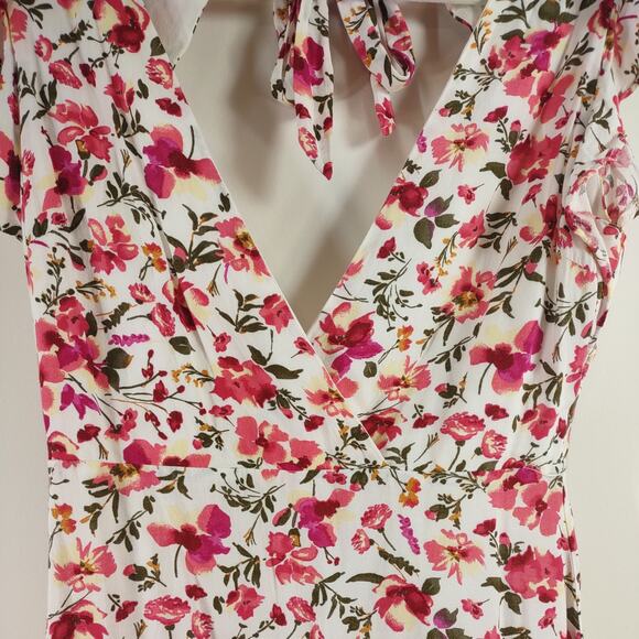 Hello Molly Floral Mini Dress with Deep V and Cut Out Back, Size Small - Picture 5 of 9